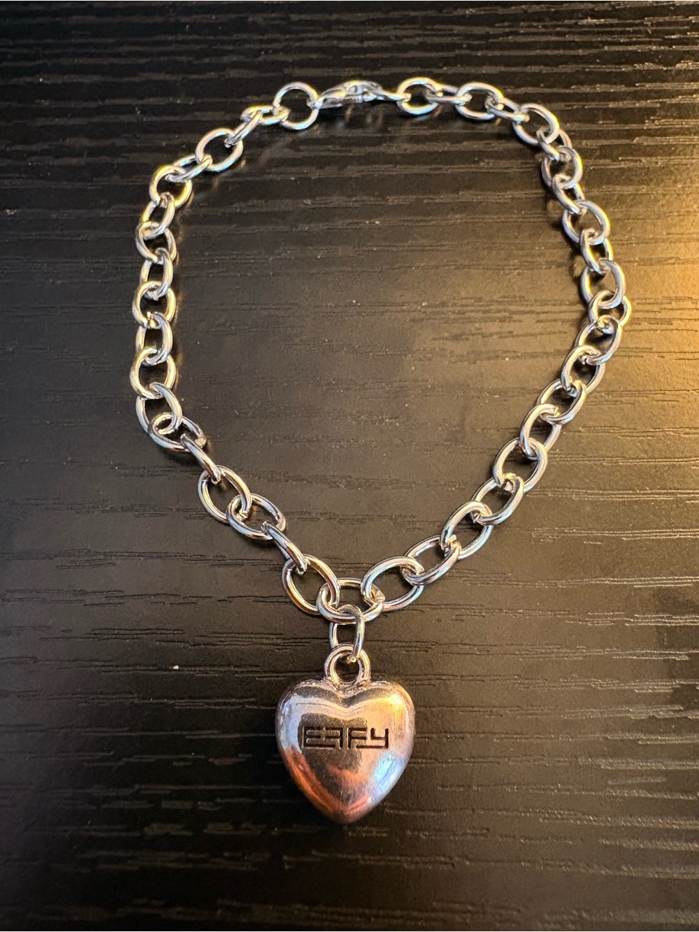 EFFY Silver Heart Pendant Chain Bracelet
